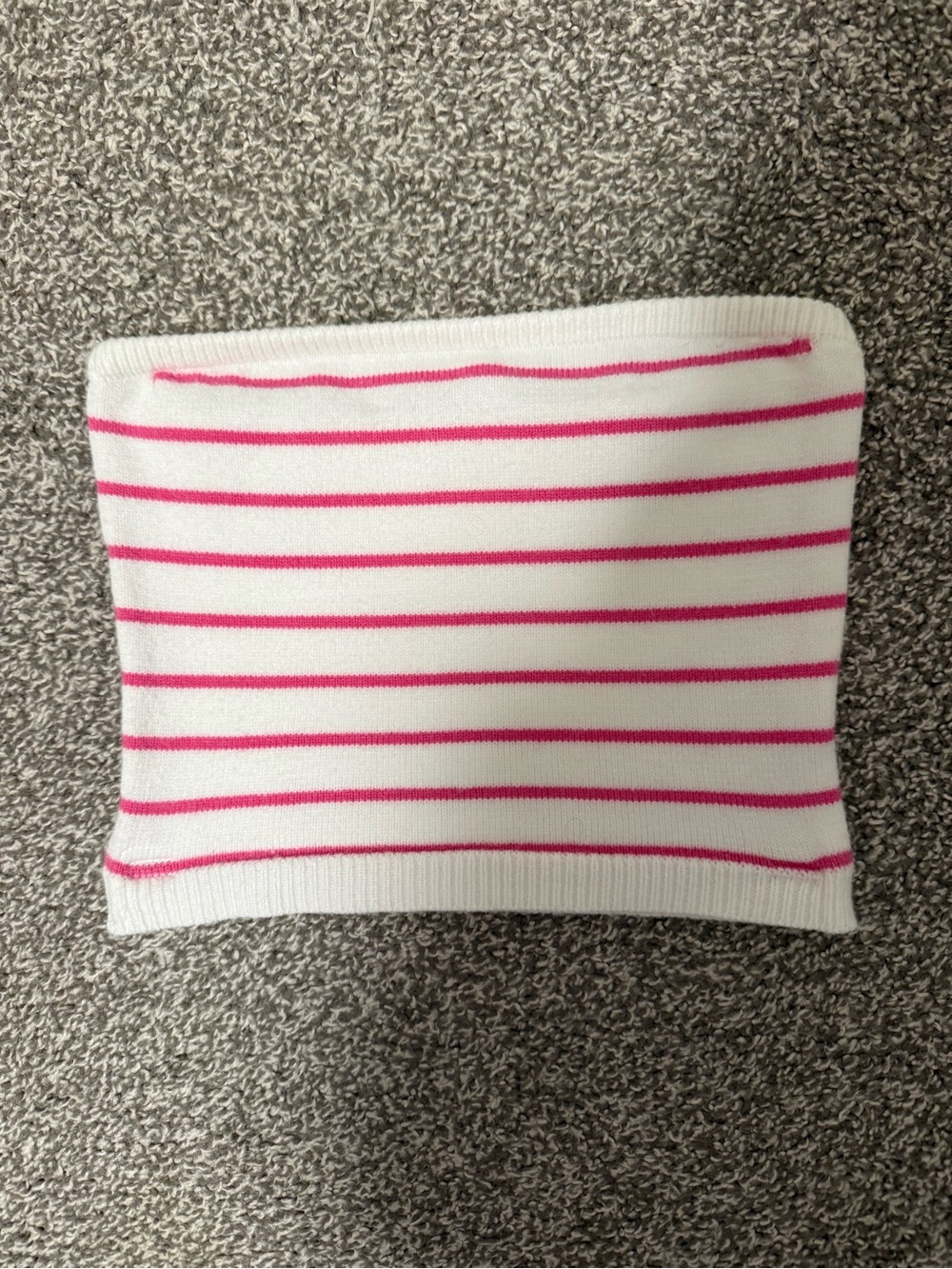 Boutique Striped Tube Top - White with Pink Stripes